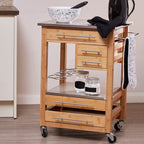 Natural Bamboo 4 Drawer Kitchen Trolley