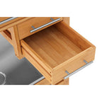 Natural Bamboo 4 Drawer Kitchen Trolley