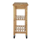 Natural Tropical Hevea Wood 2 Drawer Kitchen Trolley