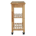 Natural Tropical Hevea Wood 2 Drawer Kitchen Trolley