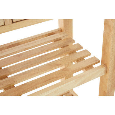Natural Tropical Hevea Wood 2 Drawer Kitchen Trolley