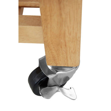 Natural Tropical Hevea Wood 2 Drawer Kitchen Trolley