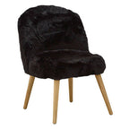 Black Faux Fur Chair with Wooden Legs