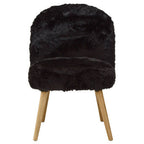 Black Faux Fur Chair with Wooden Legs