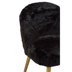 Black Faux Fur Chair with Wooden Legs