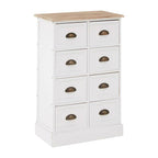White and Natural Wooden 8 Drawer Chest