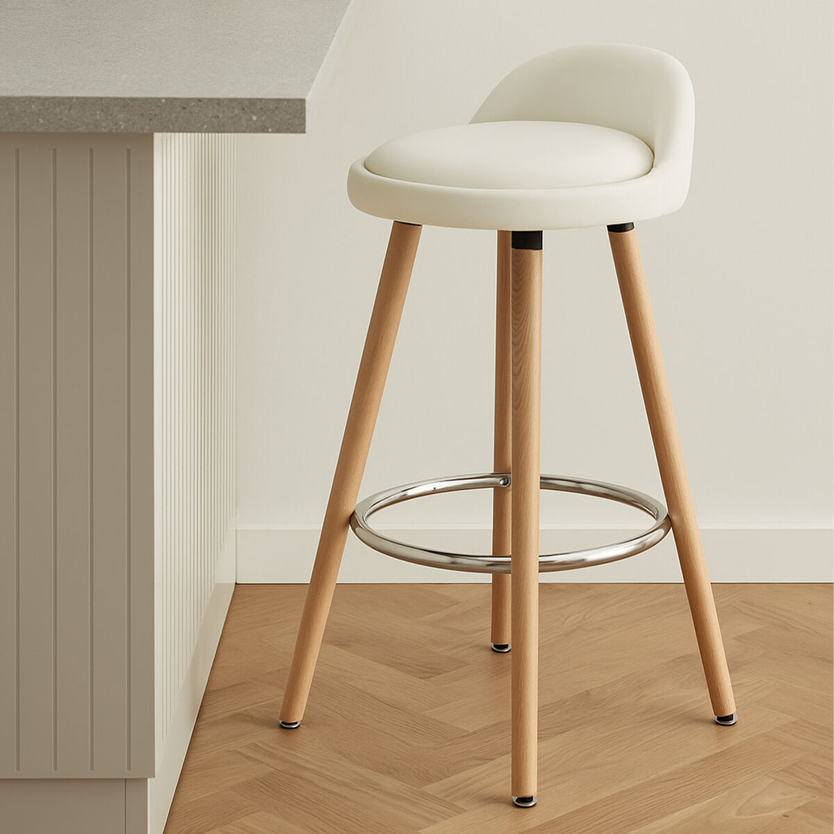 White Faux Leather Bar Stool