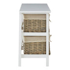 White Wooden Storage Unit with 4 Willow Drawers
