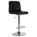 Diamond Stitched Black Faux Leather Bar Chair