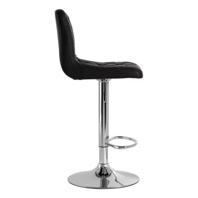 Diamond Stitched Black Faux Leather Bar Chair