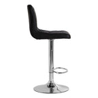 Diamond Stitched Black Faux Leather Bar Chair