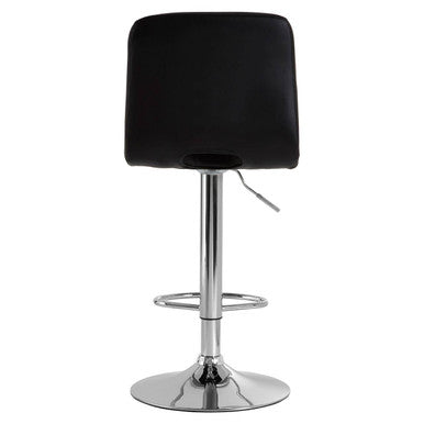 Diamond Stitched Black Faux Leather Bar Chair
