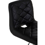 Diamond Stitched Black Faux Leather Bar Chair