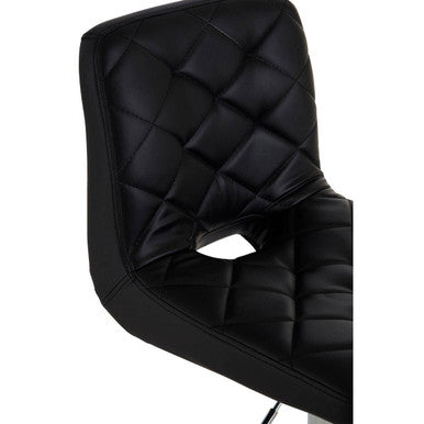 Diamond Stitched Black Faux Leather Bar Chair