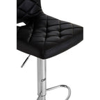 Diamond Stitched Black Faux Leather Bar Chair
