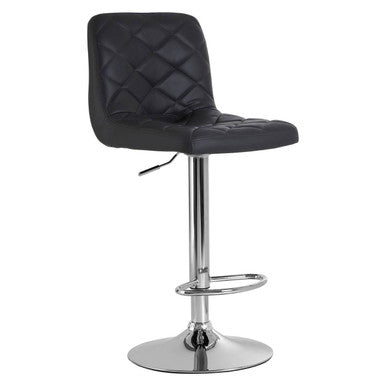 Diamond Quilted Grey Faux Leather Bar Chair