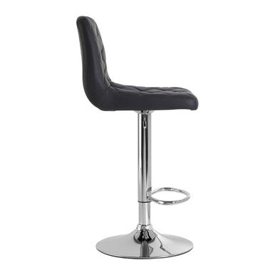 Diamond Quilted Grey Faux Leather Bar Chair