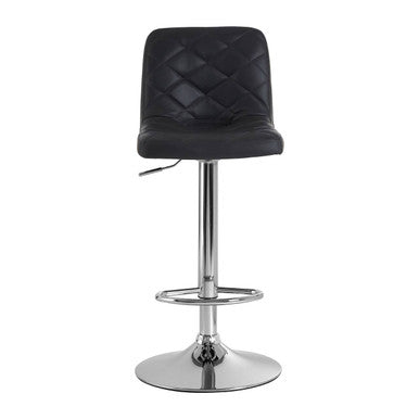 Diamond Quilted Grey Faux Leather Bar Chair