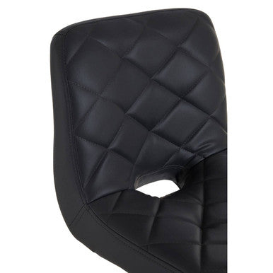 Diamond Quilted Grey Faux Leather Bar Chair