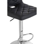 Diamond Quilted Grey Faux Leather Bar Chair