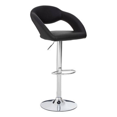 Black Faux Leather Bar Chair with Angled Back