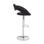 Black Faux Leather Bar Chair with Angled Back