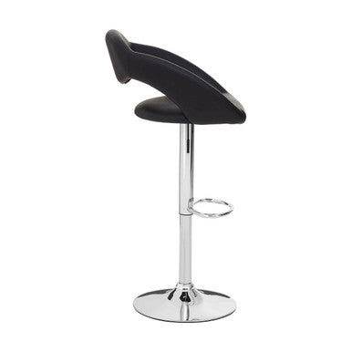 Black Faux Leather Bar Chair with Angled Back