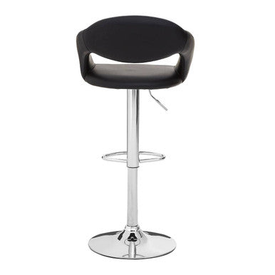 Black Faux Leather Bar Chair with Angled Back