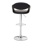 Black Faux Leather Bar Chair with Angled Back