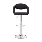 Black Faux Leather Bar Chair with Angled Back