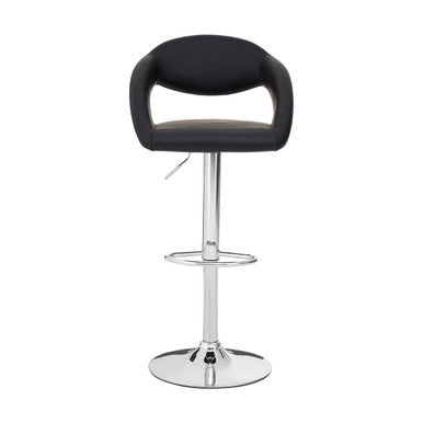 Black Faux Leather Bar Chair with Angled Back