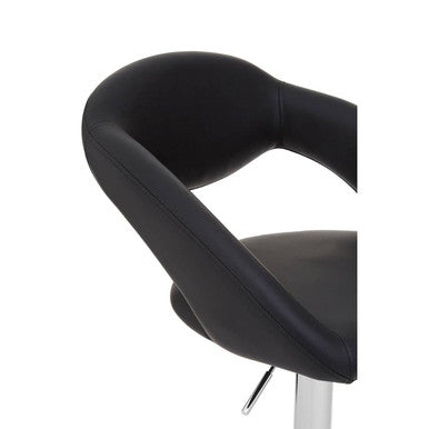 Black Faux Leather Bar Chair with Angled Back