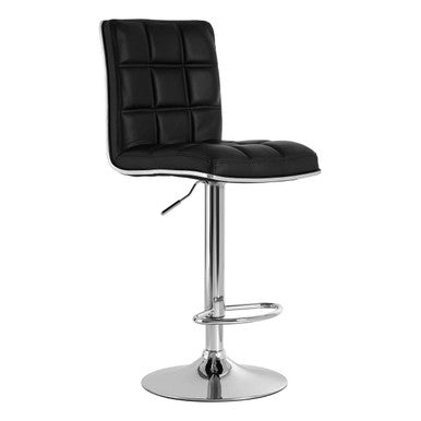 Black Faux Leather Bar Chair with Oval Foot Support