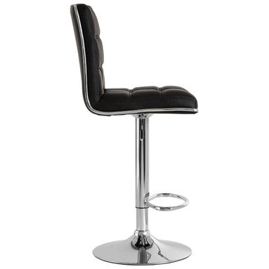 Black Faux Leather Bar Chair with Oval Foot Support
