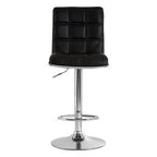 Black Faux Leather Bar Chair with Oval Foot Support
