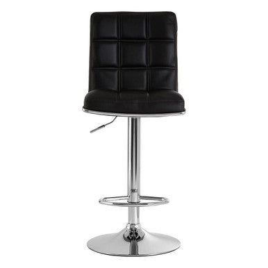 Black Faux Leather Bar Chair with Oval Foot Support