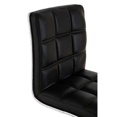 Black Faux Leather Bar Chair with Oval Foot Support
