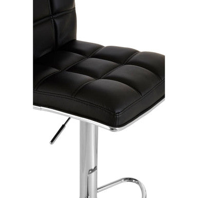 Black Faux Leather Bar Chair with Oval Foot Support