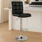 Black Faux Leather Bar Chair with Oval Foot Support