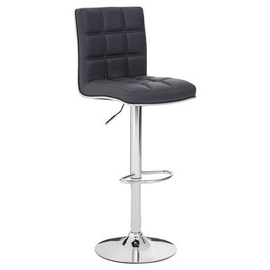 Grey Faux Leather Bar Chair with Angled Back