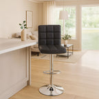 Grey Faux Leather Bar Chair with Angled Back