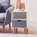 White and Grey Finish 1 Drawer Cabinet Side Table
