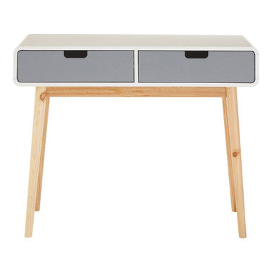 White and Grey Finish 2 Drawer Console Table