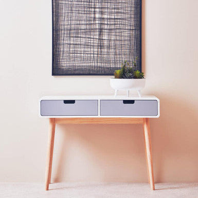 White and Grey Finish 2 Drawer Console Table
