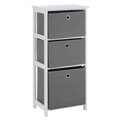 Grey Fabric 3 Drawer Chest