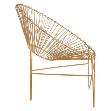 Gold Iron Occasional Chair with Metal Frame