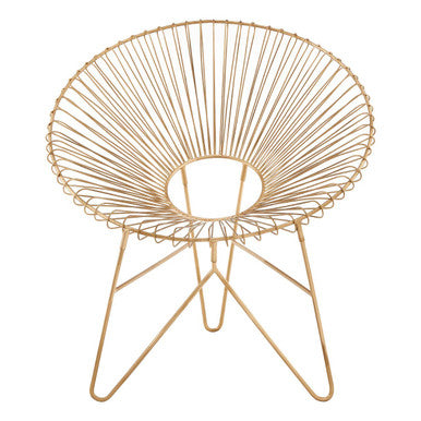 Gold Iron Occasional Chair with Metal Frame