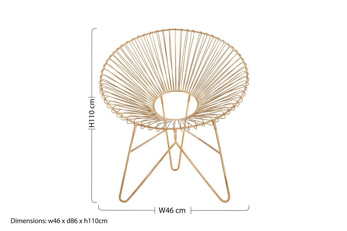 Gold Iron Occasional Chair with Metal Frame