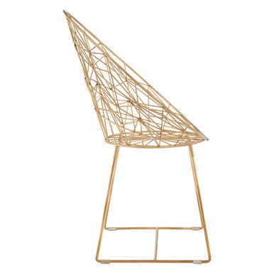 Gold Iron Occasional Chair with Geometric Design