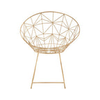 Gold Iron Occasional Chair with Geometric Design